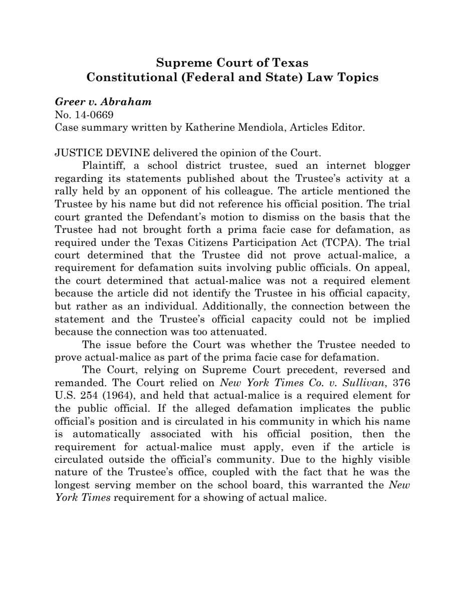 First page of Publication document