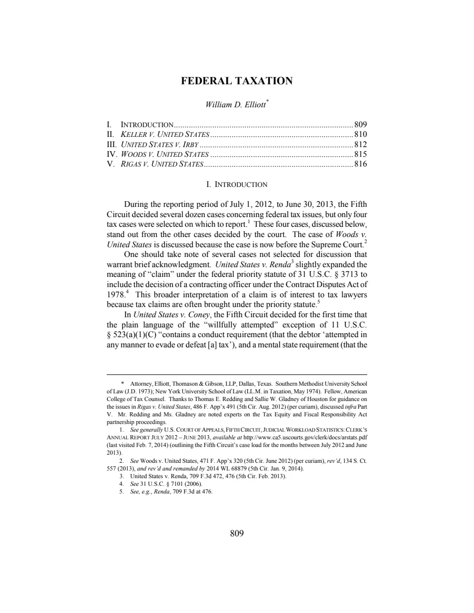First page of Federal Taxation