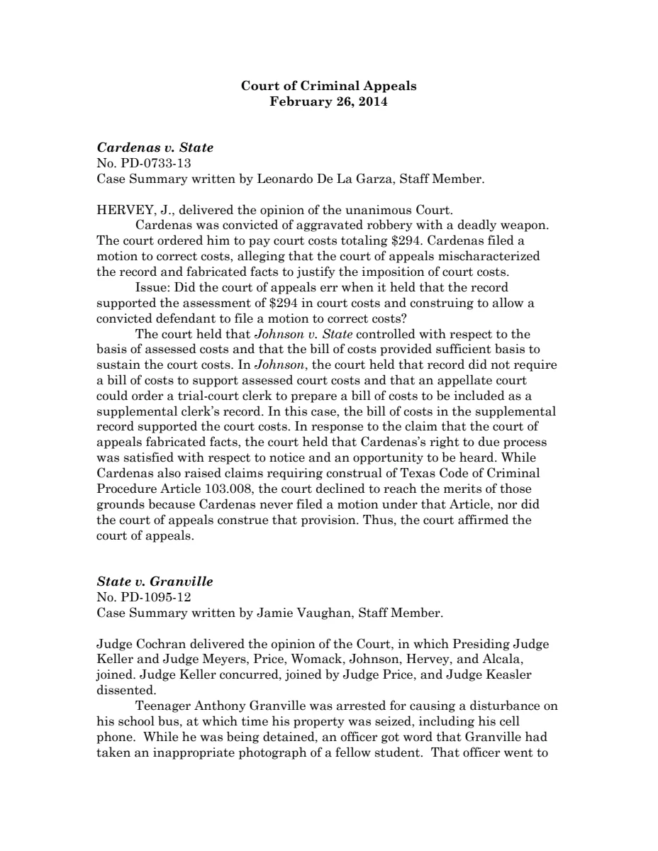 First page of Publication document