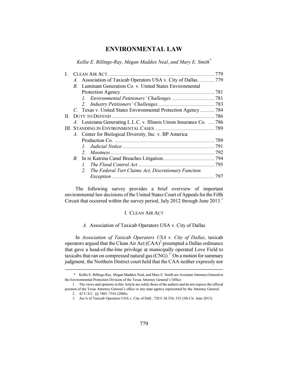 First page of Environmental Law