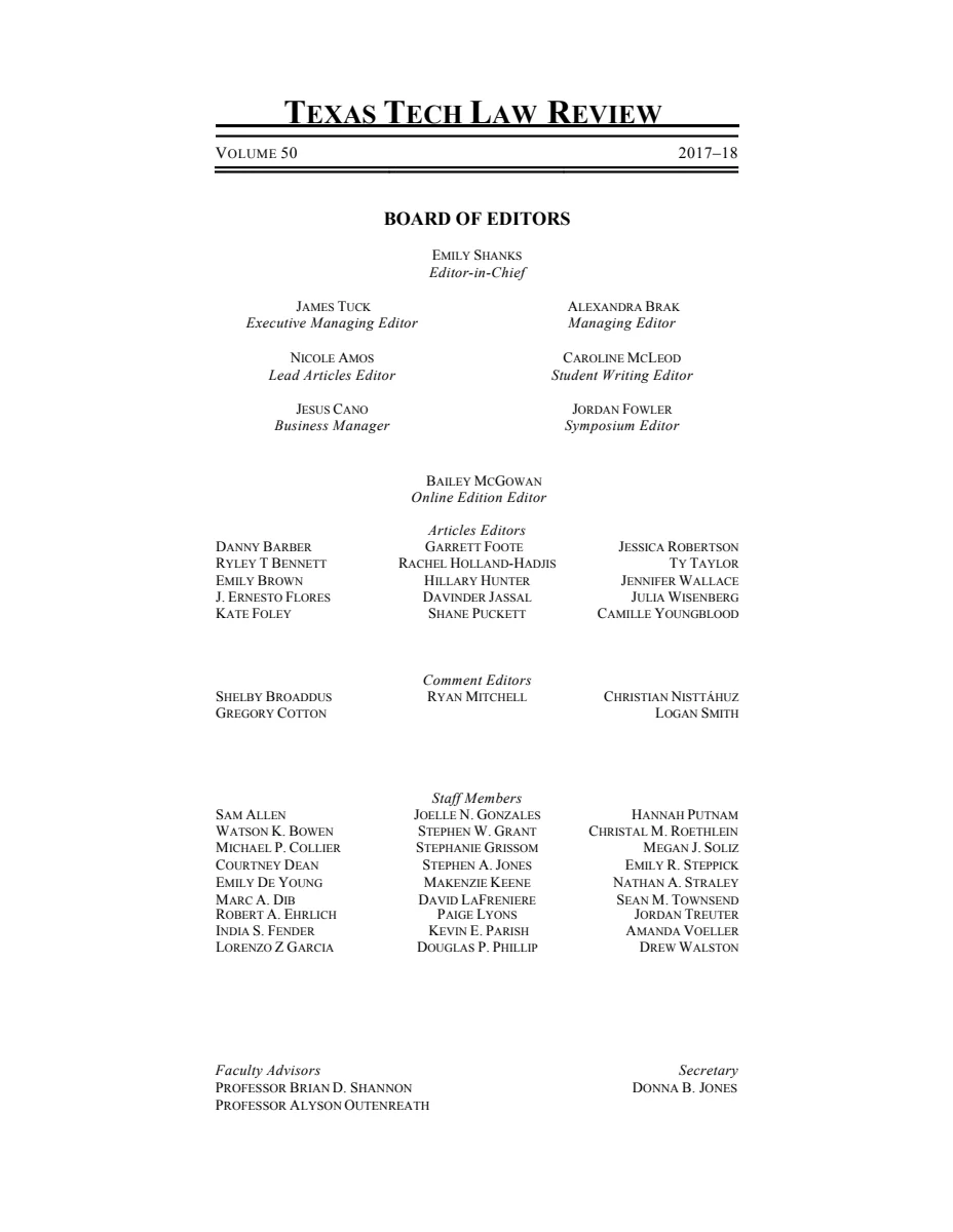 First page of Masthead