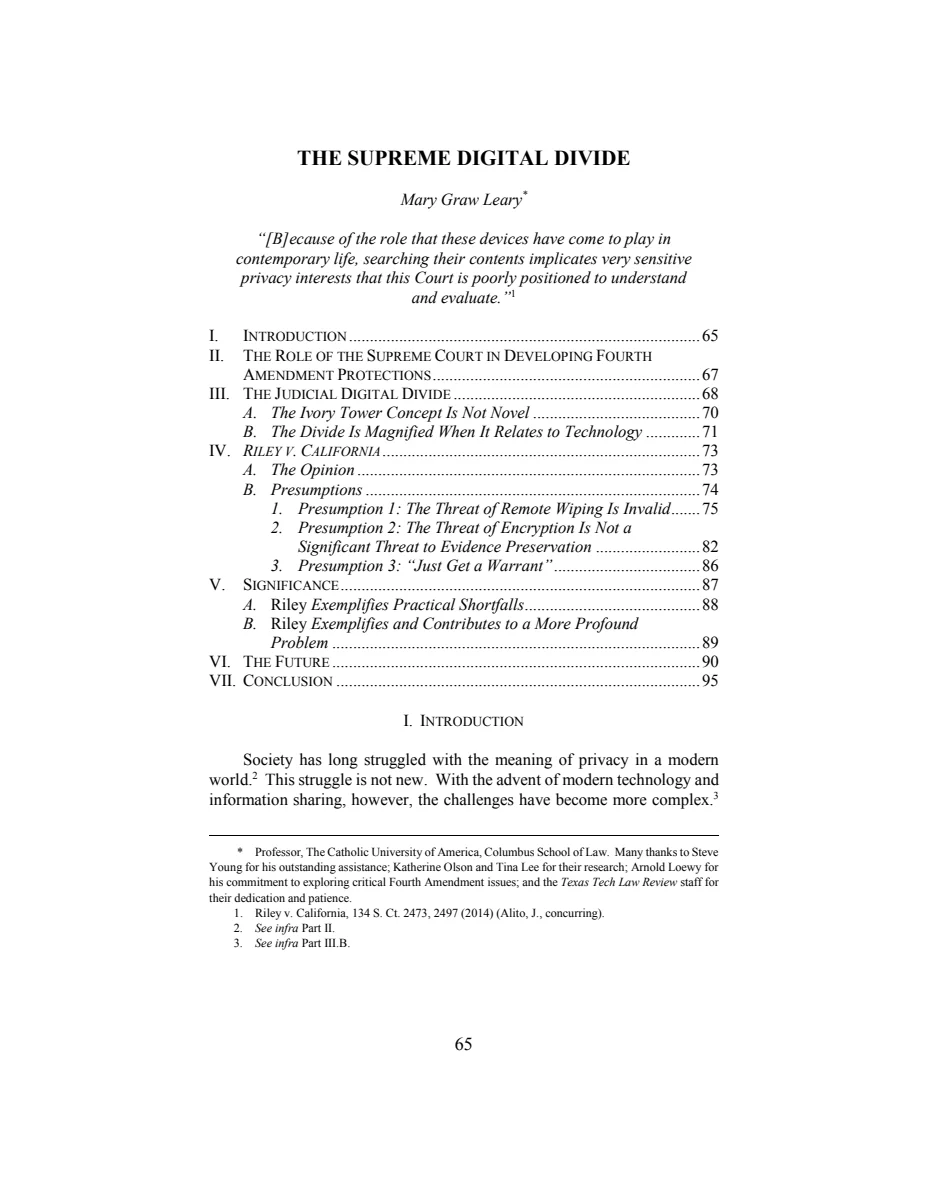 First page of The Supreme Digital Divide