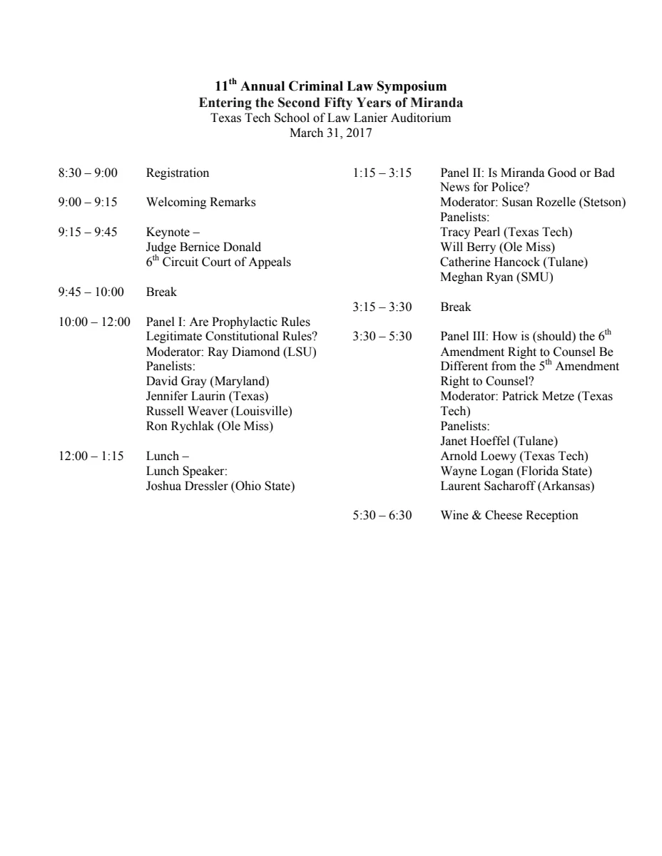 First page of 11th Annual Criminal Law Symposium Schedule (1) (1)