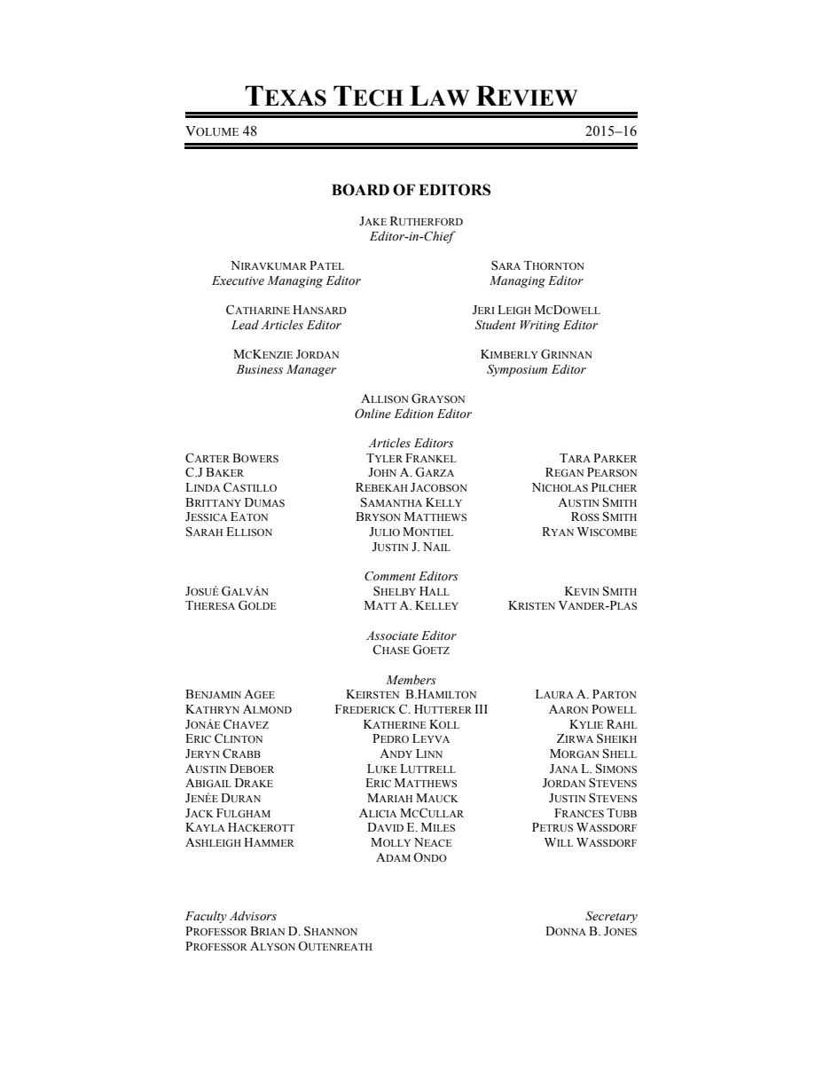 First page of Volume 48 Masthead