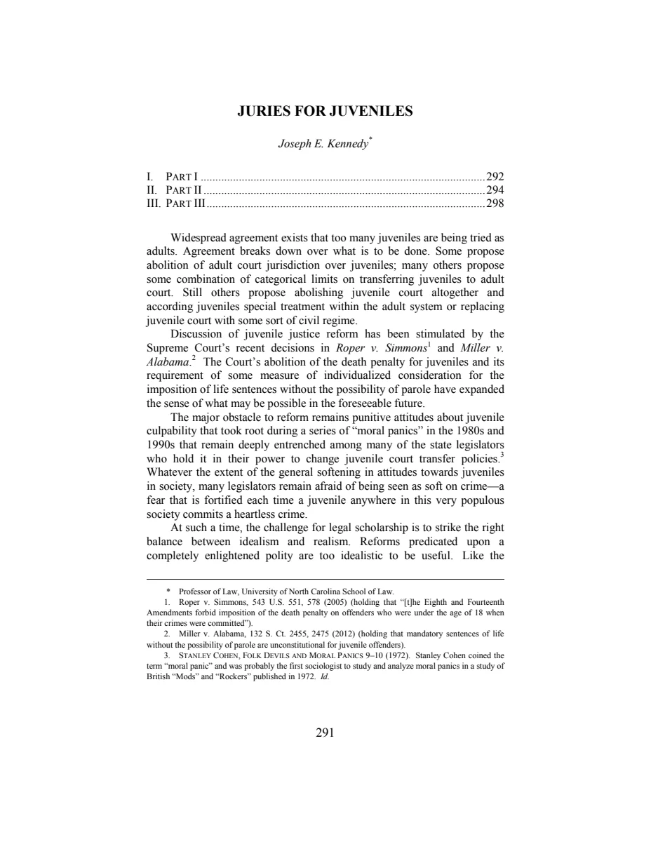 First page of Juries for Juveniles