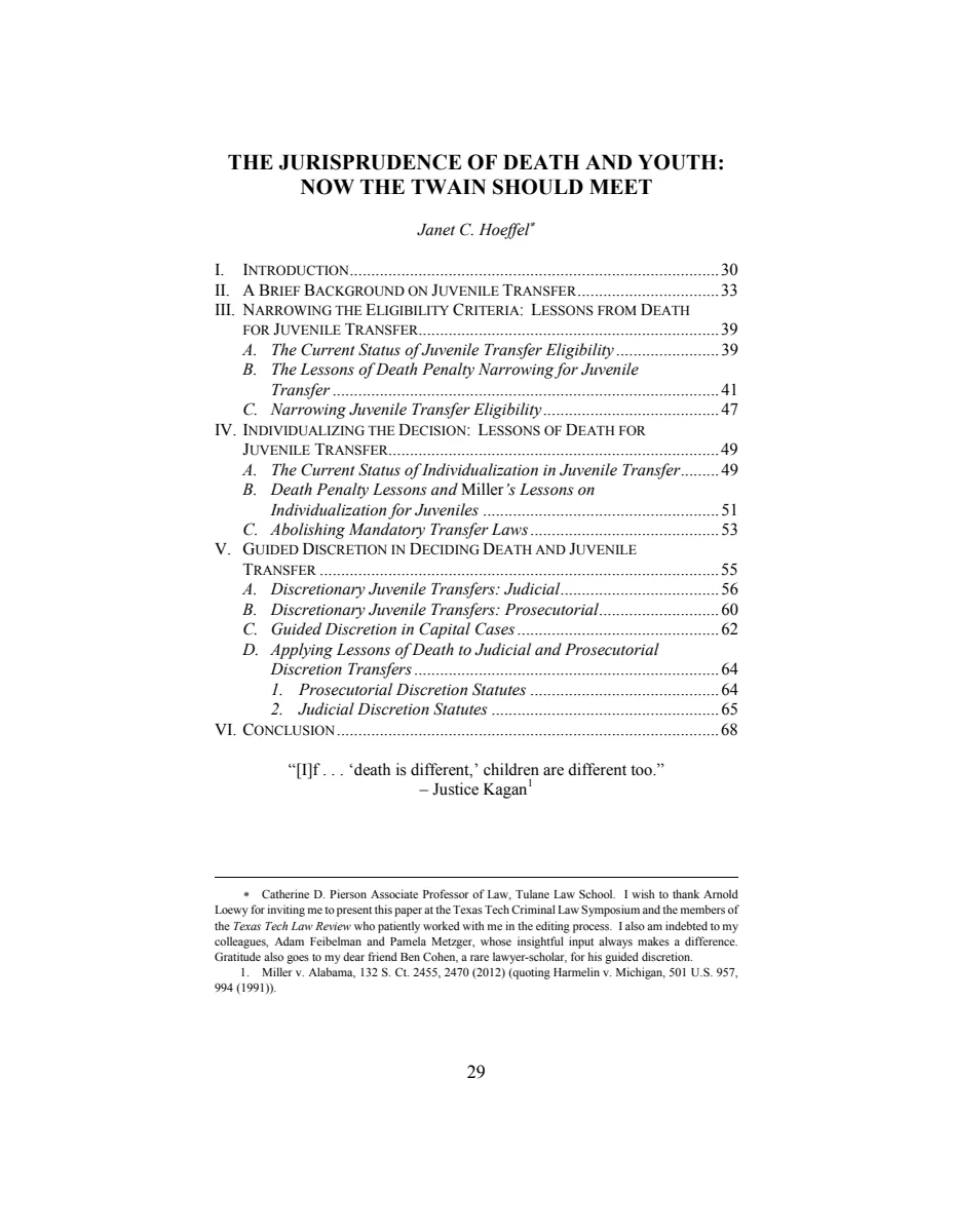 First page of The Jurisprudence of Death and Youth: Now the Twain Should Meet