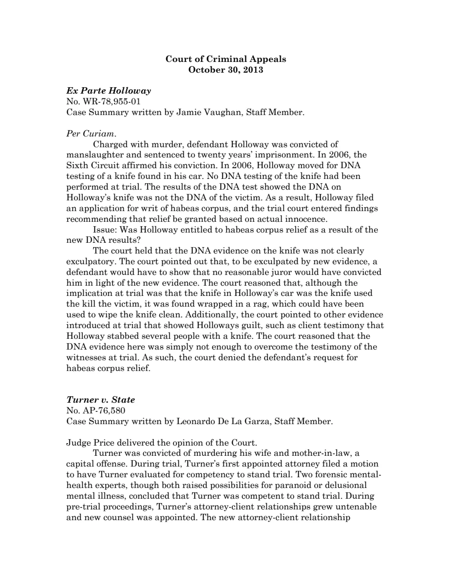 First page of CCA 10.30 Summaries