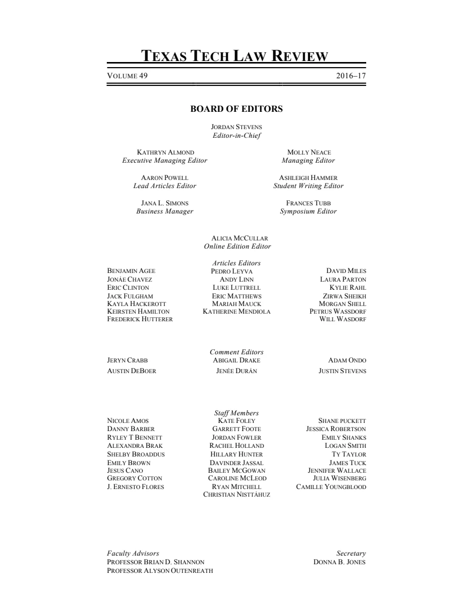 First page of Masthead