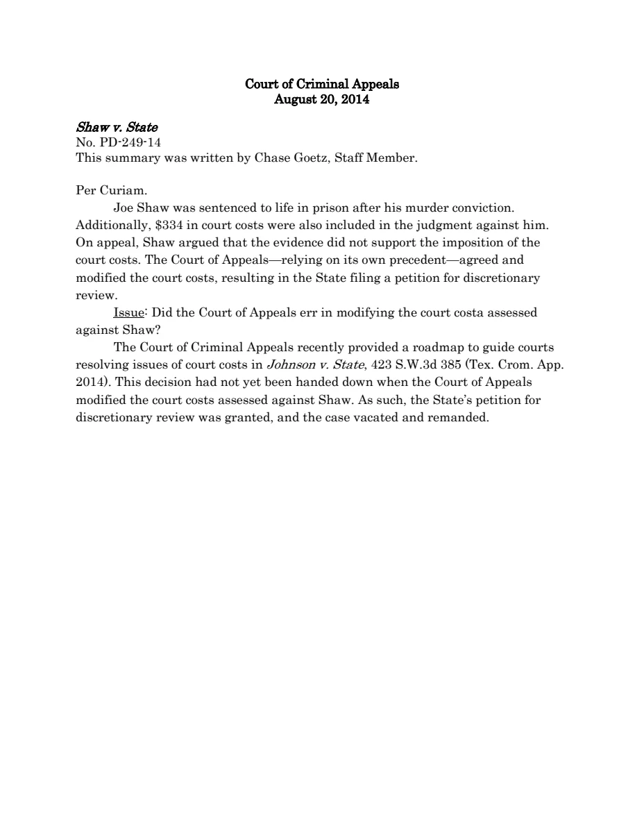 First page of Publication document
