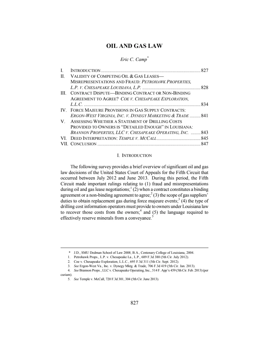 First page of Oil and Gas Law
