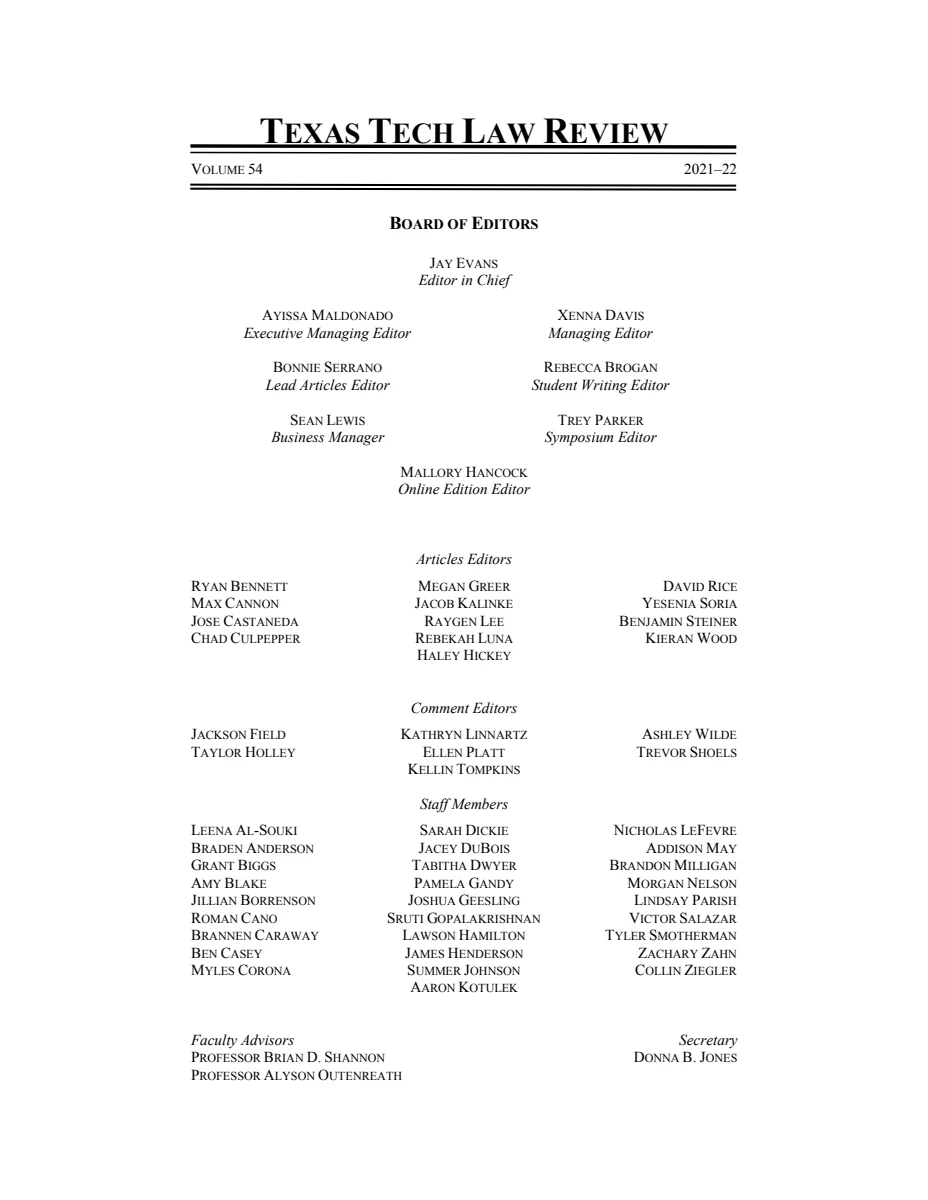 First page of Volume 54 Masthead