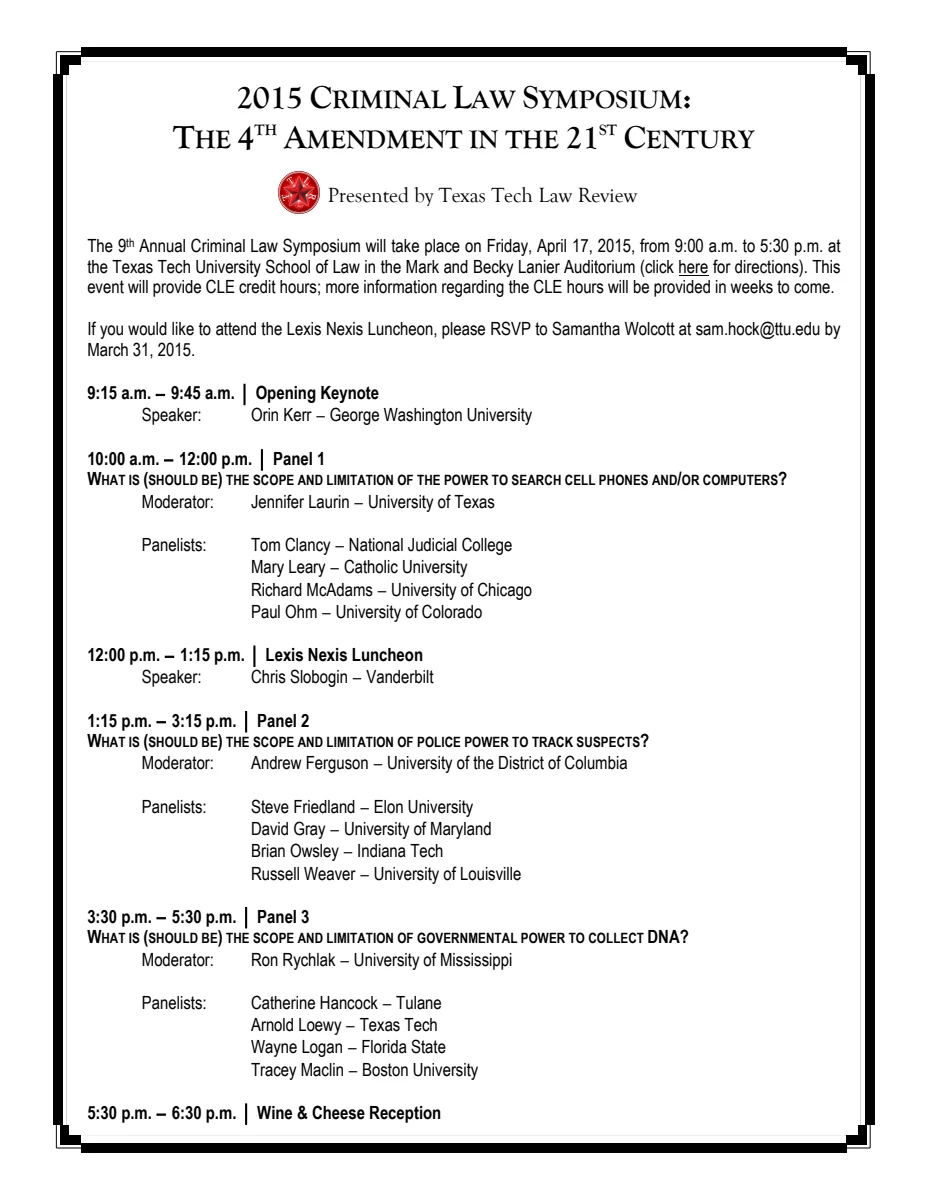 First page of Symposium Line-Up 2015