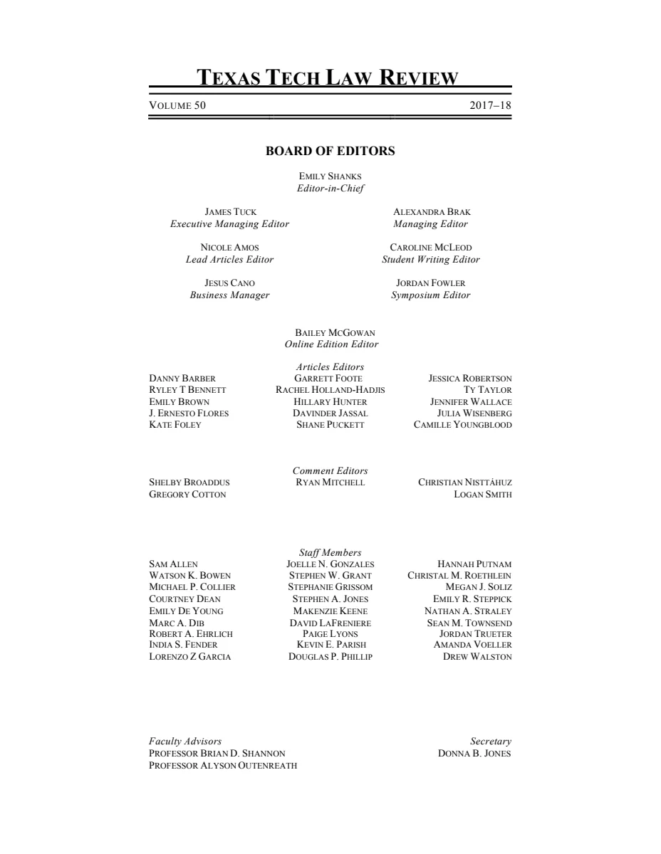First page of Volume 50 Masthead
